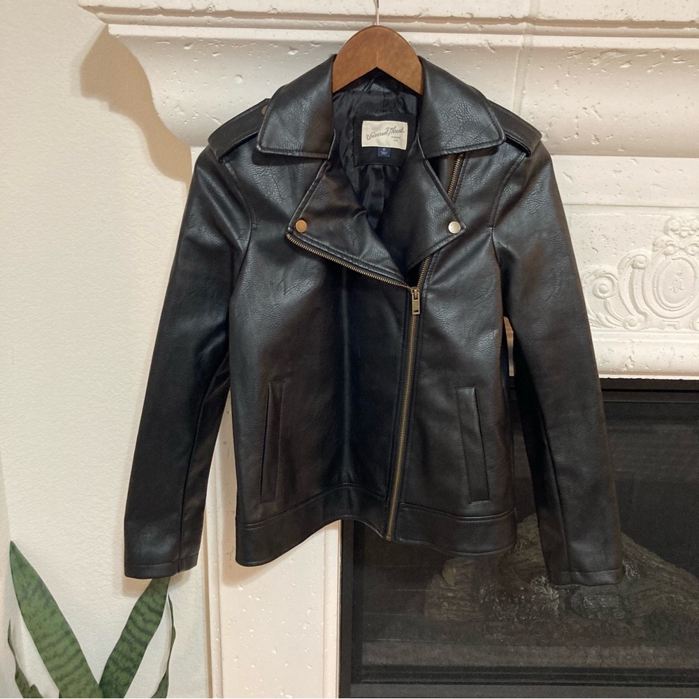 NWOT Universal Thread Black Leather Moto Jacket Faux Vegan Size Small S XS